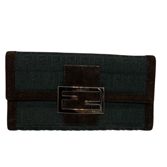 Vintage Fendi Zucca Long Wallet Silver Hardware - Picture 1 of 8